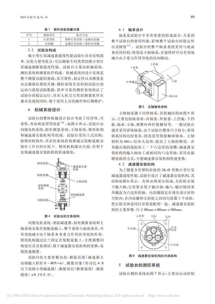 微小型行星减速器强度性能试验台的研制